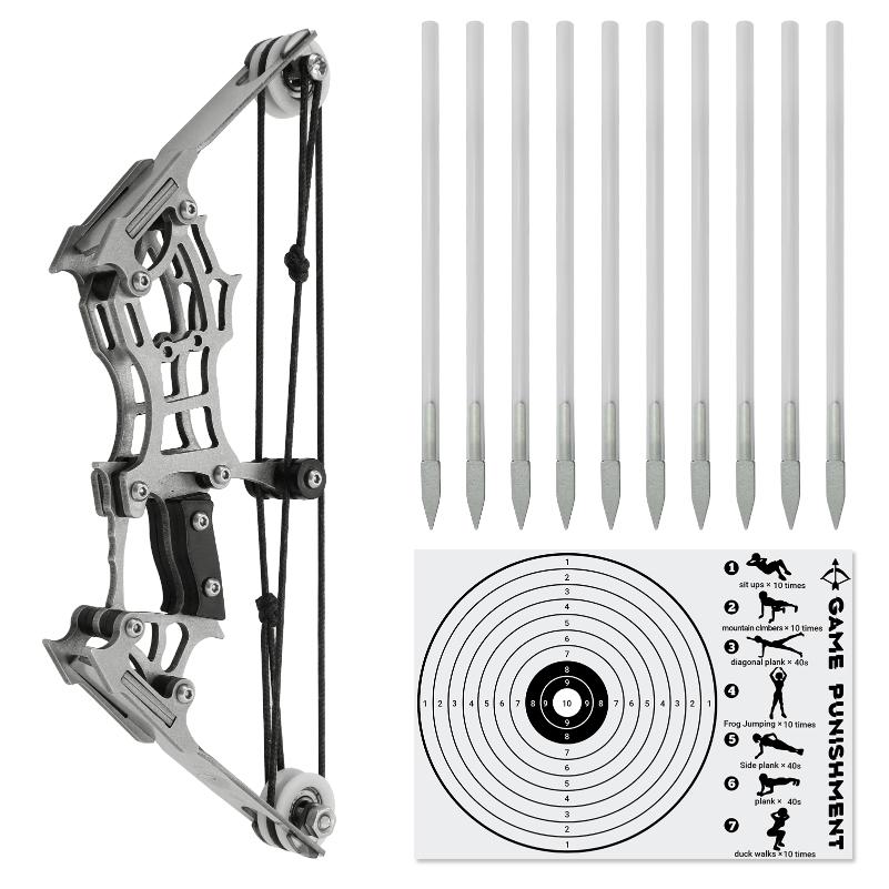 6″ Mini Compound Bow and Arrow Set Pocket Bow Metal Material